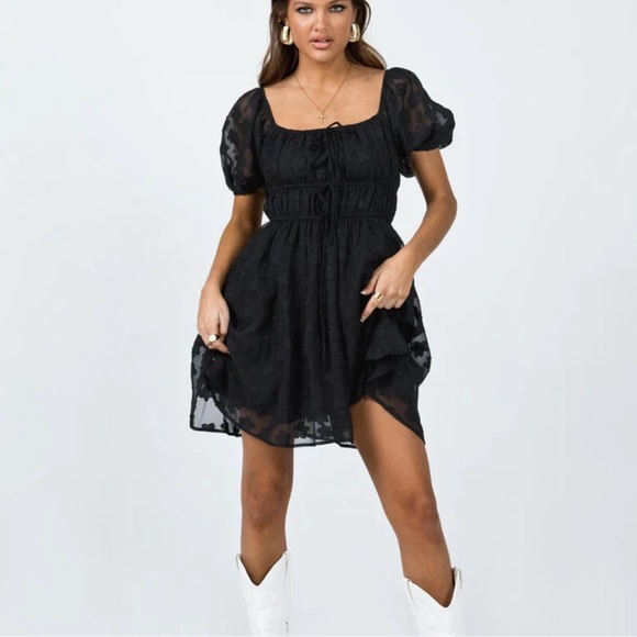 Princess Polly Kenny Elegant Black Puff Sleeve mini dress